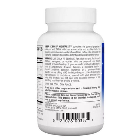 Source Naturals, Sleep Science Nightrest With Melatonin, 50 Tabs