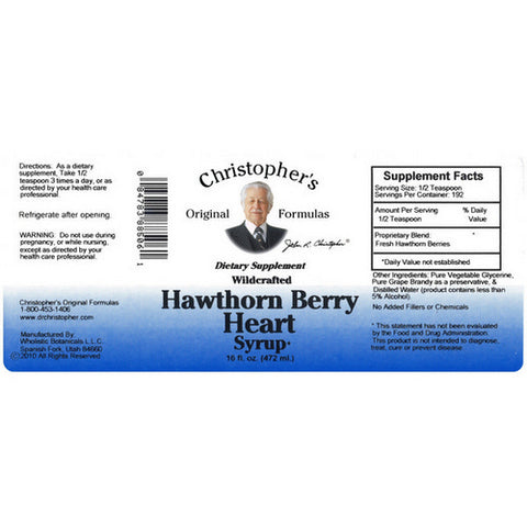 Dr. Christophers Formulas, Hawthorn Berry Heart Syrup, 16 oz