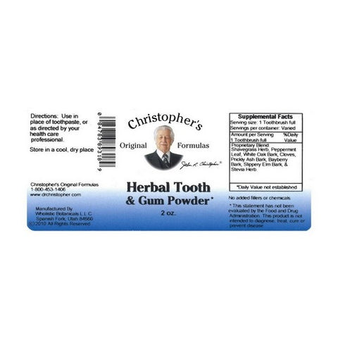 Dr. Christophers Formulas, Herbal Tooth & Gum Powder, 2 oz