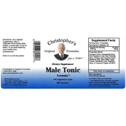 Dr. Christophers Formulas, Male Tonic Formula, 100 Vegicaps