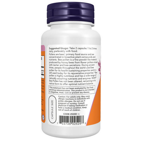 Now Foods, Bee Pollen, 500 mg, 100 Caps