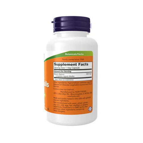 Now Foods, Black Walnut Hulls, 500 mg, 100 Caps
