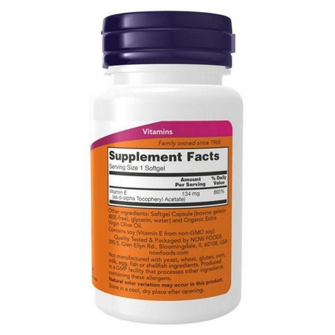 Now Foods, Vitamin E-200 D-Alpha Tocopheryl, 134 Mg (200 IU), 100 Softgels