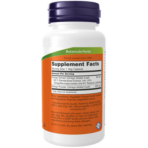 Now Foods, Ginkgo Biloba, 60 Mg, 120 Veg Caps Now Foods