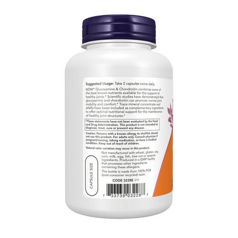 Now Foods, Glucosamine & Chondroitin with Trace Mineral Concentrate, 120 Veg Caps