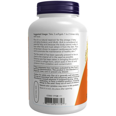Now Foods, Organic Flax Oil, 1000 mg, 250 Sgels