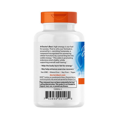 Doctors Best, L-Carnitine Fumarate featuring Sigma Tau Carnitine, 855 mg, 60 Veggie Caps