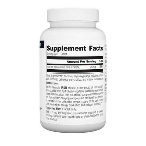 Source Naturals, Iron Chelate, 25 MG, 250 Tabs
