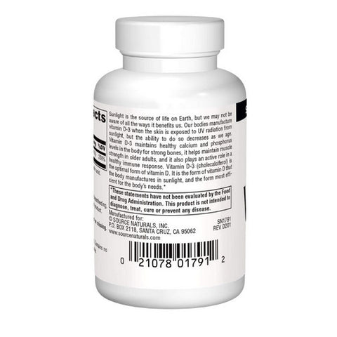 Source Naturals, Vitamin D, 1000 IU, 100 Tabs
