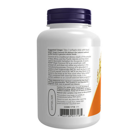 Now Foods, Virgin Coconut Oil, 1000 mg, 120 Softgels
