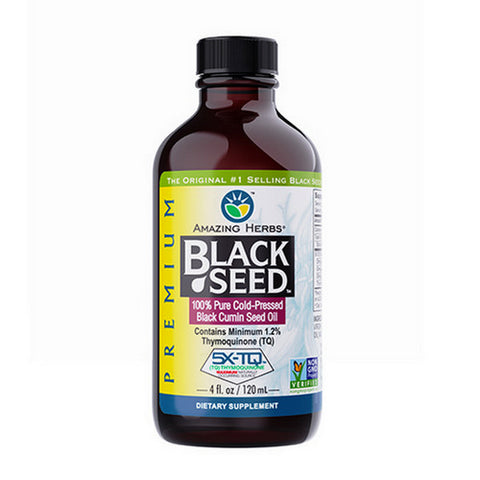 Amazing Herbs, Black Seed 100% Pure Cold-Pressed Black Cumin Seed Oil, 4 Oz