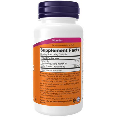 Now Foods, Vitamin K-2, 100 mcg, 100 Vcaps