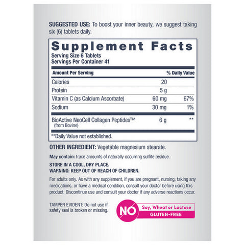 Neocell Laboratories, Grass-Fed Collagen Peptides Plus Vitamin C, 250 Tabs