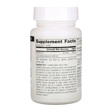 Source Naturals, Vitamin D-3, 2000 IU, 100 Softgels