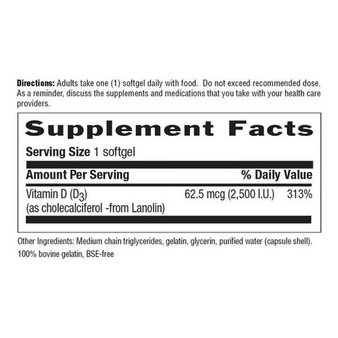 Country Life, Vitamin D3, 2500 IU, 200 Softgels