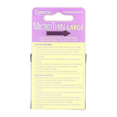 Mayer Laboratories, Kimono MicroThin Condoms, Aqua Lube Large 3 CT