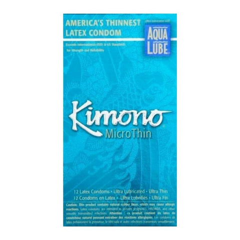 Mayer Laboratories, Kimono MicroThin Condoms, Aqua Lube 12 CT