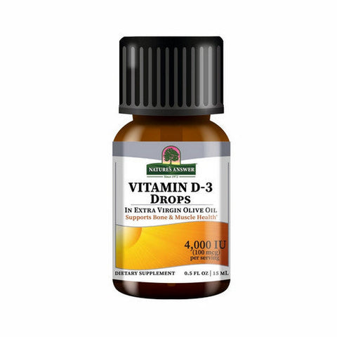 Nature's Answer, Vitamin D-3 Drops In Extra Virgin Olive Oil, 100 Mcg, 0.5 Oz Nature's Answer