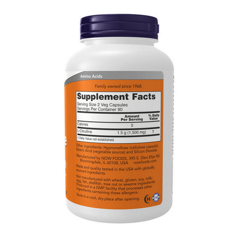 Now Foods, L-Citrulline, 750 mg, 180 Caps