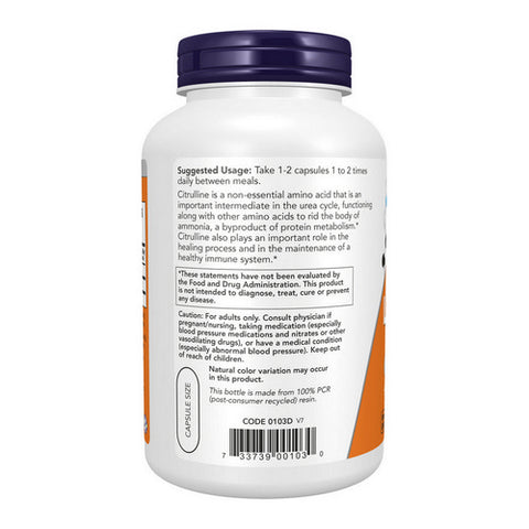 Now Foods, L-Citrulline, 750 mg, 180 Caps