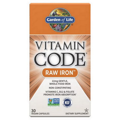 Garden of Life, Vitamin Code Raw Iron, Raw Iron 30 Caps