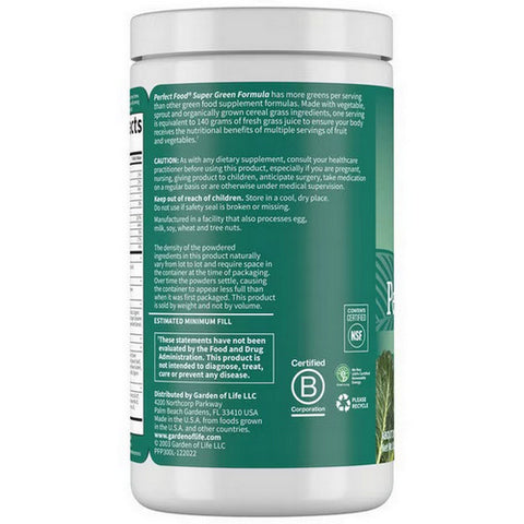 Garden of Life, Perfect Food Super Green Formula Powder, 10.58 Oz