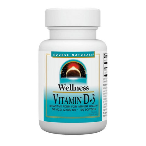 Source Naturals, Wellness Vitamin D-3, 2000 IU, 100 Softgels