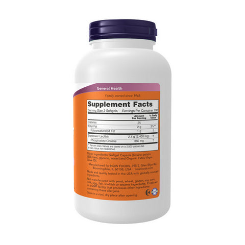 Now Foods, Sunflower Lecithin, 200 Softgels