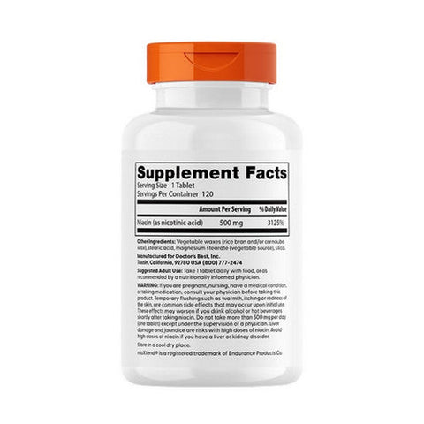 Doctors Best, Sustained-Release Niacin with Niaxtend, 500 mg, 120 Tablets Doctors Best