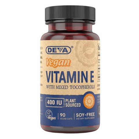 Deva Vegan Vitamins, Vegan Vitamin E With Mixed Tocopherols, 400 IU, mixed tocopherols 90 vcaps
