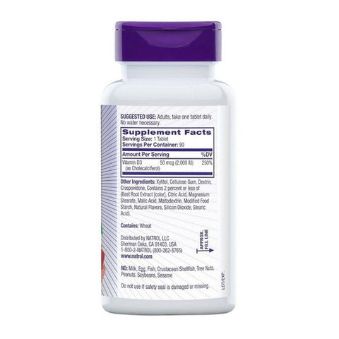 Natrol, Fast Dissolve Vitamin D3 Strawberry, 2000 IU, Minis, 90 tabs