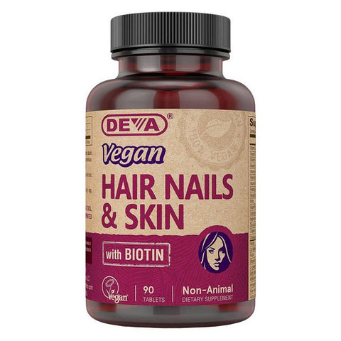 Deva Vegan Vitamins, Vegan Hair-Nails-Skin Support, 90 tabs