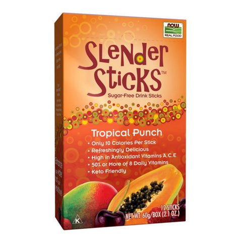 Now Foods, Sugar Free Drink Sticks, Tropical Punch with Fiber 12 sticks, 2.1 oz