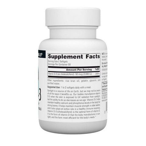 Source Naturals, Vitamin D-3 1000 IU, 100 softgels