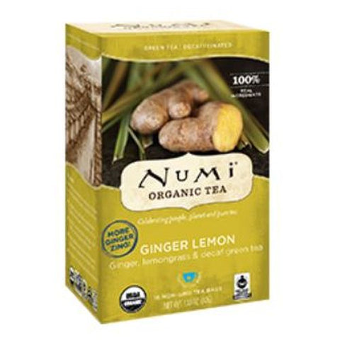 Numi Tea, Ginger Lemon Tea Decaf, Ginger Lemon 16 bags