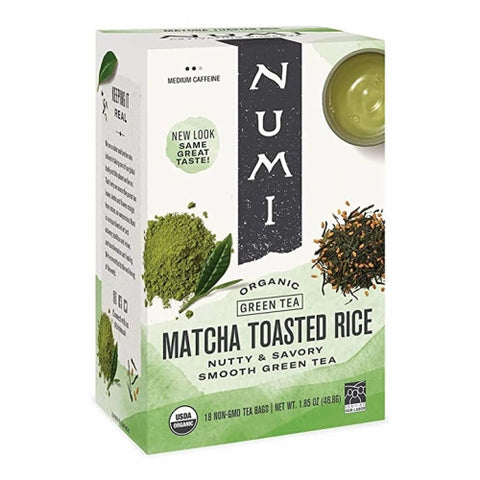 Numi Tea, Matcha Toasted Rice Medium Caffeine, 18 Bags