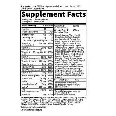 Garden of Life, Vitamin Code Kids Cherry Berry Chewables Bears, Kids, 60 Count