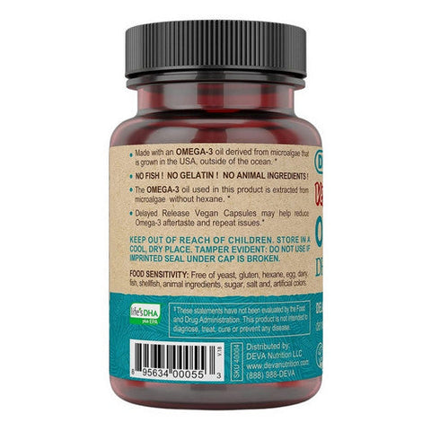 Deva Vegan Vitamins, DHA & EPA - Omega-3 Vegan, 90 Veg Caps